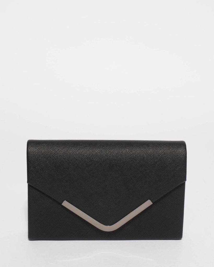 Black Lilia Envelope Clutch Bag