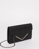 Black Lilia Envelope Clutch Bag