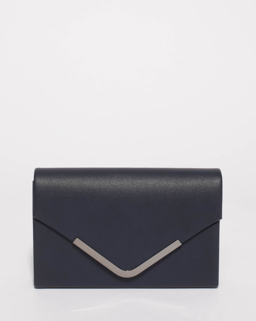 Navy Smooth Lila Envelope Clutch Bag
