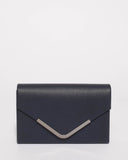 Navy Smooth Lila Envelope Clutch Bag