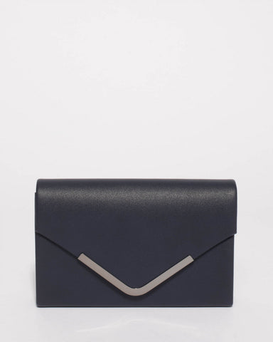 Navy Smooth Lila Envelope Clutch Bag