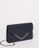 Navy Smooth Lila Envelope Clutch Bag