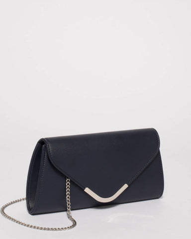 Navy Kelsey Evening Clutch Bag