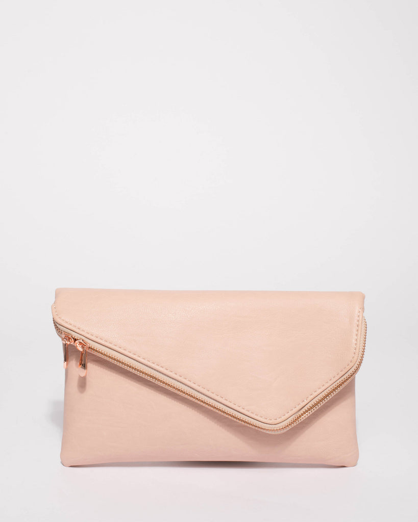 Pink Elise Foldover Clutch Bag
