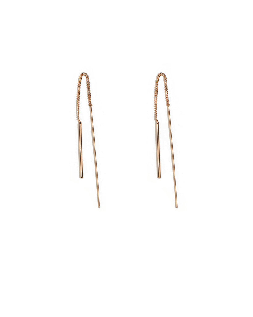 Rose Gold Metal Bar Thread Earrings