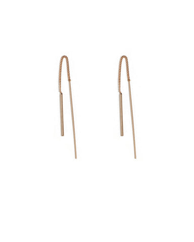 Rose Gold Metal Bar Thread Earrings