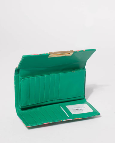 Green Naomi Floral Lock Wallet