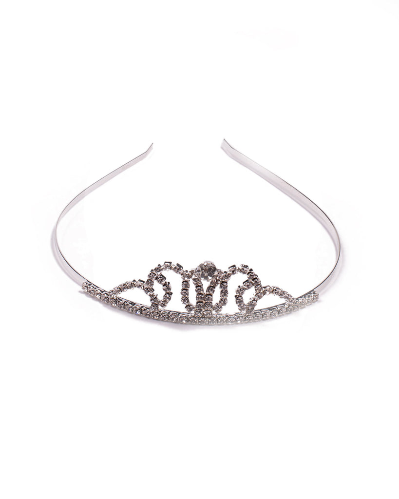 Crystal Silver Tone Tiara Head Piece