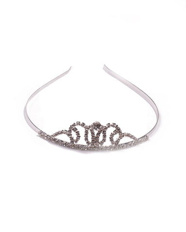 Crystal Silver Tone Tiara Head Piece
