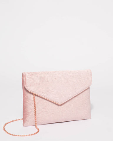 Samantha Pink Velvet Textured Clutch