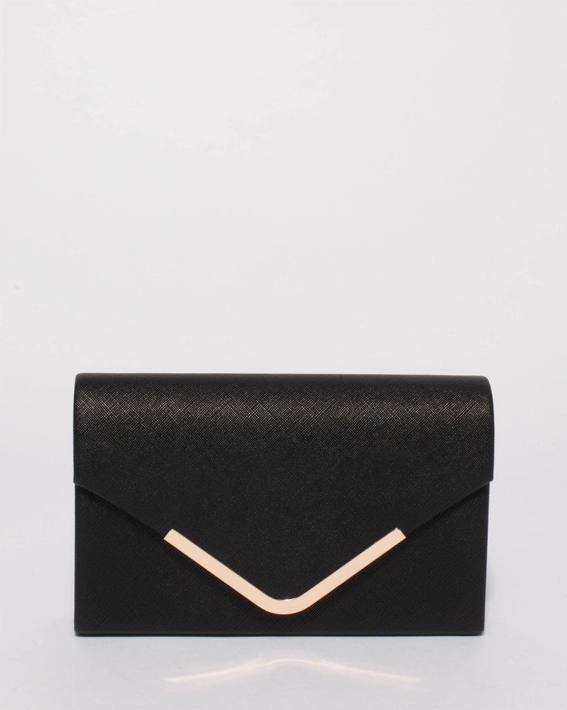 Black Saffiano Lila Envelope Clutch Bag