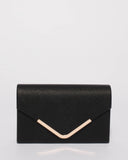 Black Saffiano Lila Envelope Clutch Bag
