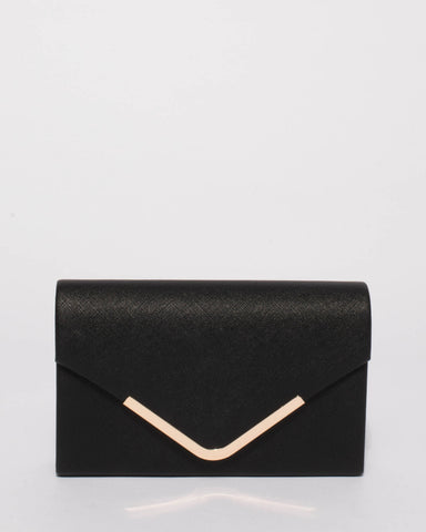 Black Saffiano Lila Envelope Clutch Bag