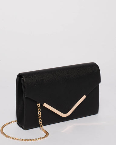 Black Saffiano Lila Envelope Clutch Bag