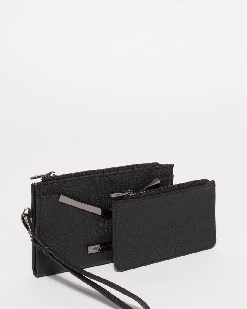 Black Annabel Textured Wallet