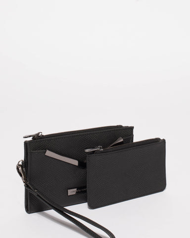 Black Annabel Textured Wallet