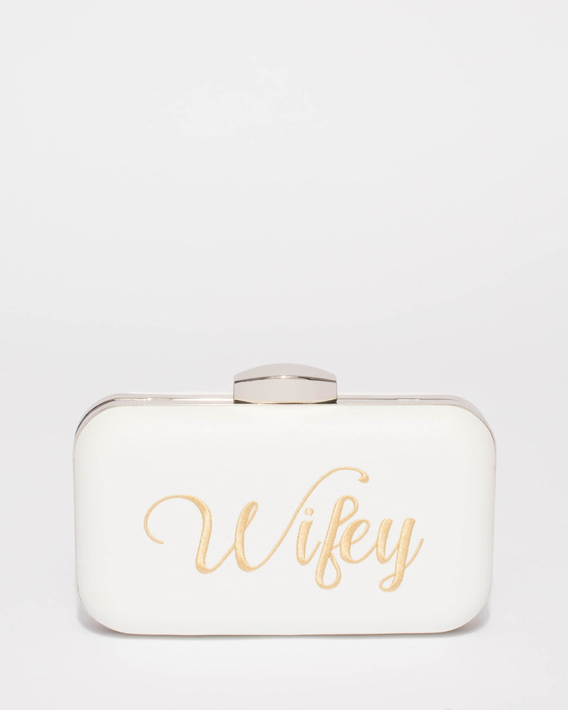 White Wifey Hardcase Clutch