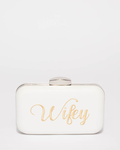 White Wifey Hardcase Clutch