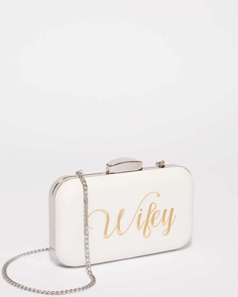 White Wifey Hardcase Clutch
