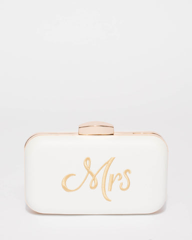 White Mrs Hardcase Clutch Bag