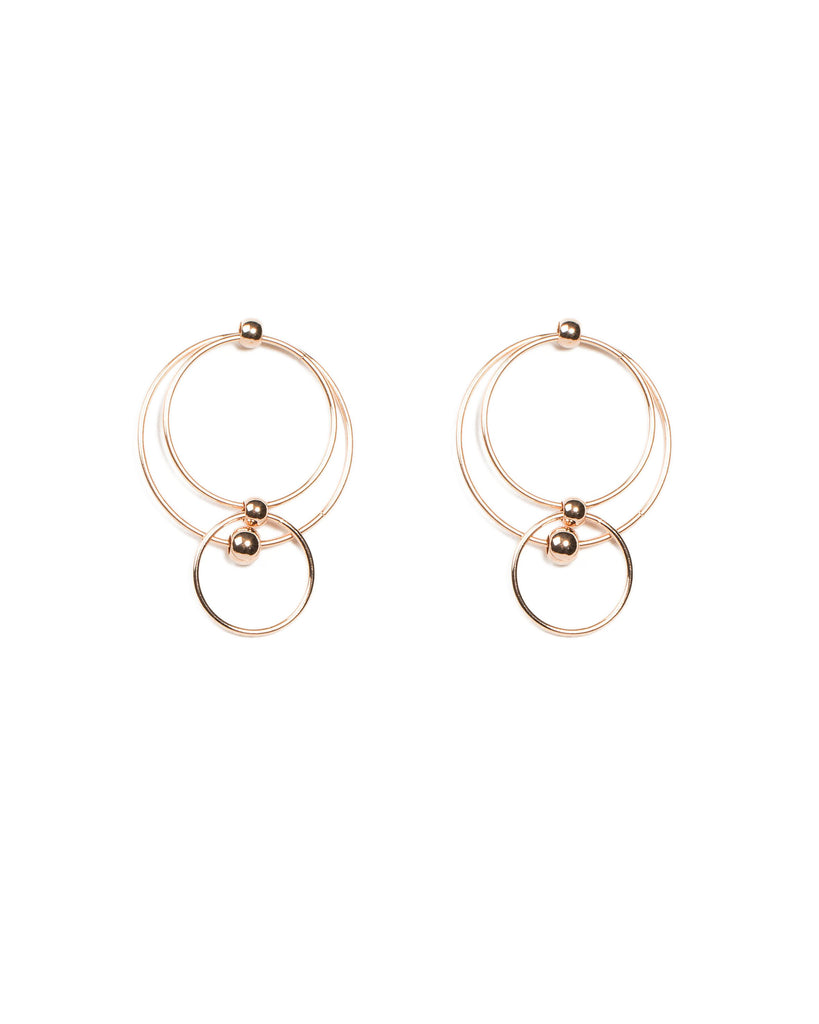 Rose Gold Multi Ring Drop Earrings