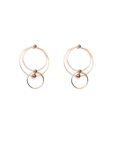 Rose Gold Multi Ring Drop Earrings