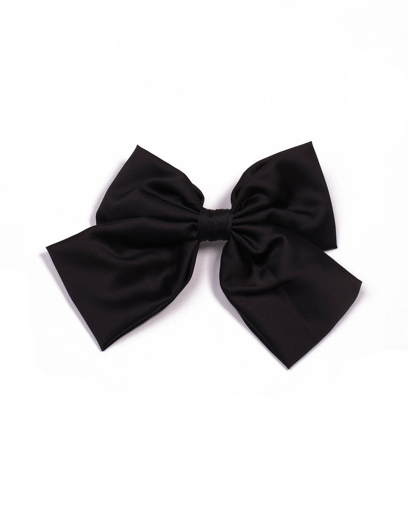 Black Satin Bow Hair Clip