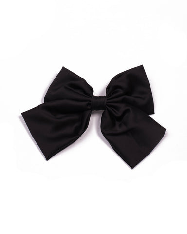 Black Satin Bow Hair Clip