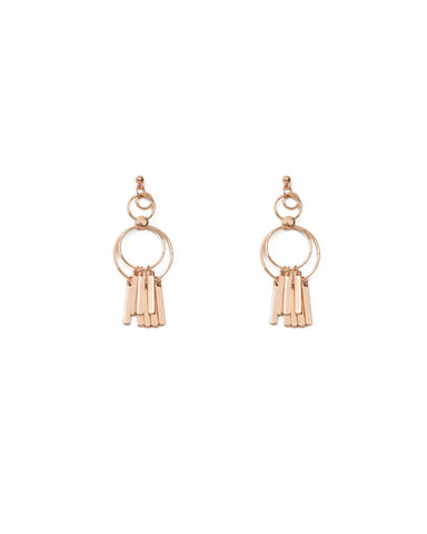 Rose Gold Tone Bars On Circle Drop Earrings