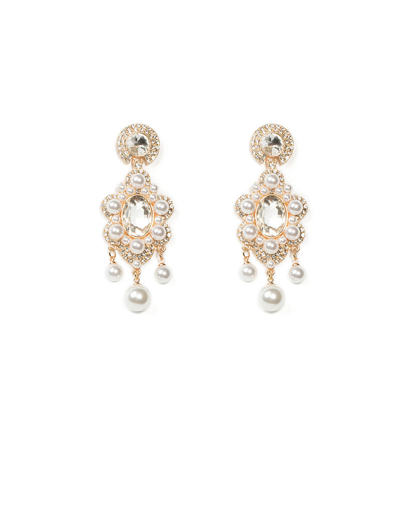 Ivory Pearl Cluster Multi Stone Earrings