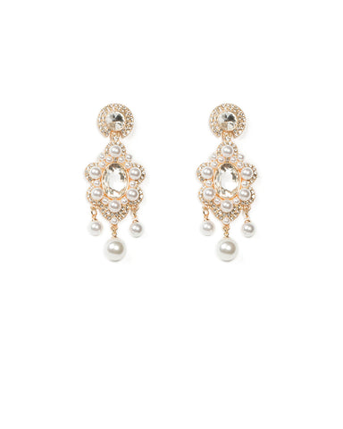 Ivory Pearl Cluster Multi Stone Earrings