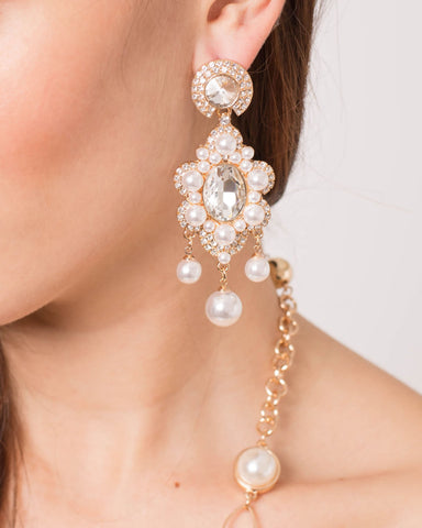 Ivory Pearl Cluster Multi Stone Earrings