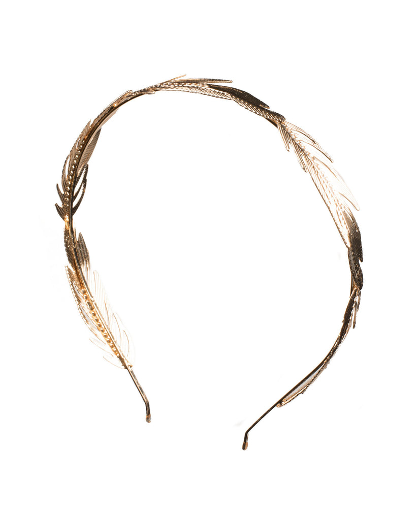 Gold Tone Diamante Metal Leaf Headband