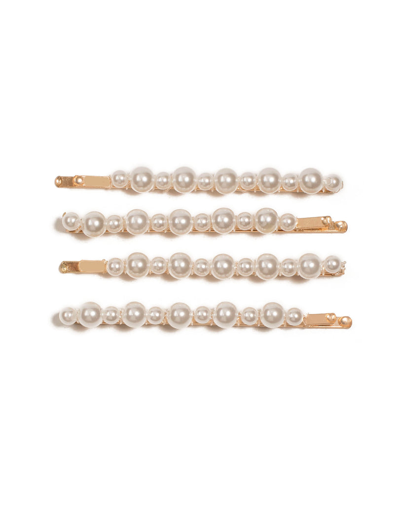 Ivory Gold Tone Pearl Hair Pin Pack
