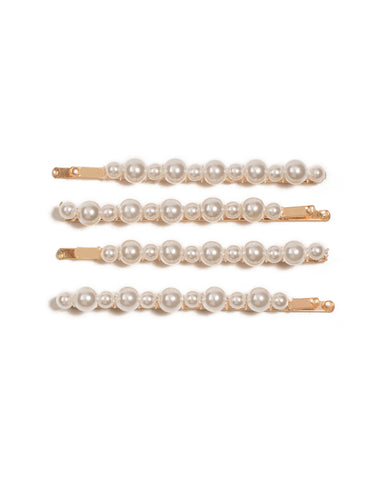 Ivory Gold Tone Pearl Hair Pin Pack