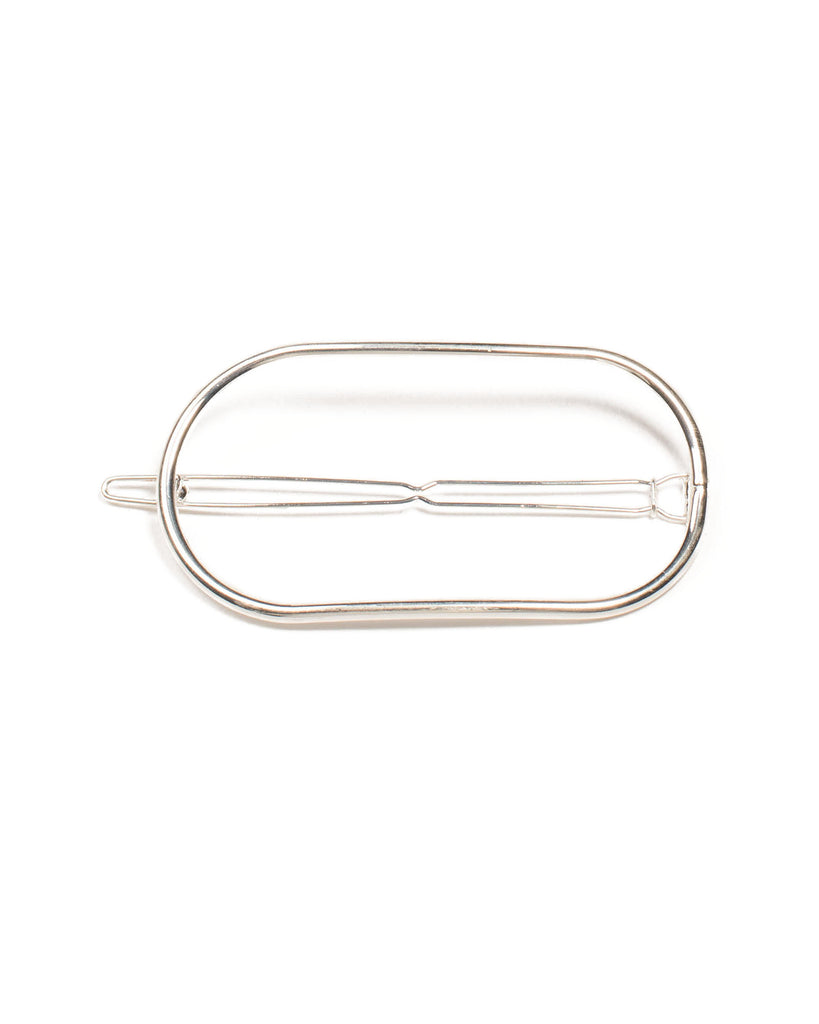 Silver Tone Oval Metal Hair Clip