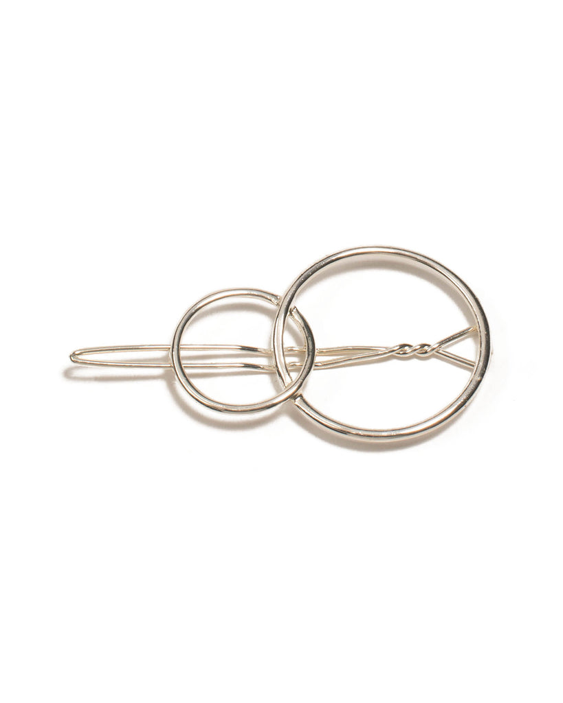 Silver Tone Double Metal Ring Hair Clip