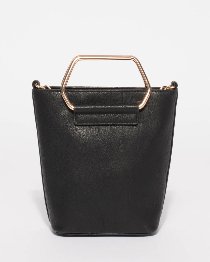 Black Smooth Linda Mini Bucket Bag