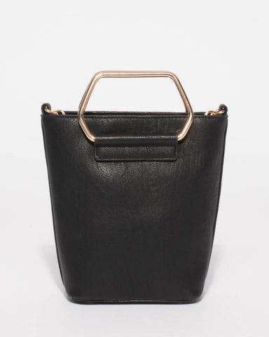 Black Smooth Linda Mini Bucket Bag