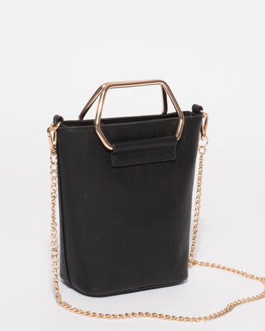 Black Smooth Linda Mini Bucket Bag