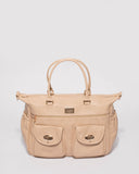 Nude Smooth Baby Travel Bag With Gold Hardware