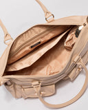 Nude Smooth Baby Travel Bag With Gold Hardware