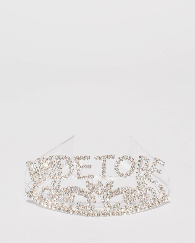Crystal Silver Tone Bride To Be Headband