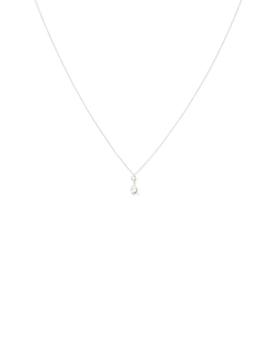 Cubic Zirconia Silver Tone Mini Pear Stone Necklace
