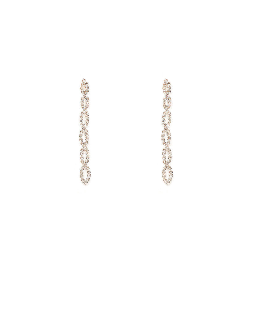 Diamante Cup Chain Crossover Drop Earrings