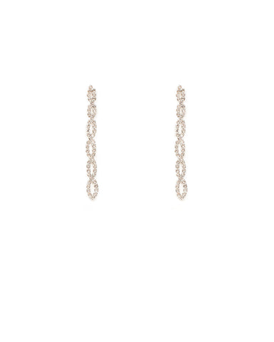 Diamante Cup Chain Crossover Drop Earrings