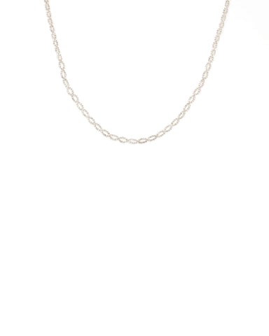Crystal Silver Tone Cup Chain Crossover Necklace
