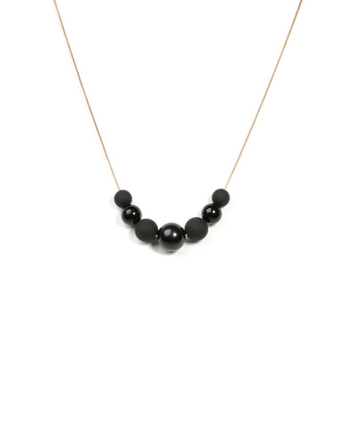 Black Gold Tone Ball Beaded Short Necklace