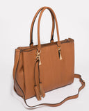 Tan Stacey Tassel Tote Bag