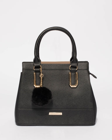 Black Textured Audrey Tote Bag